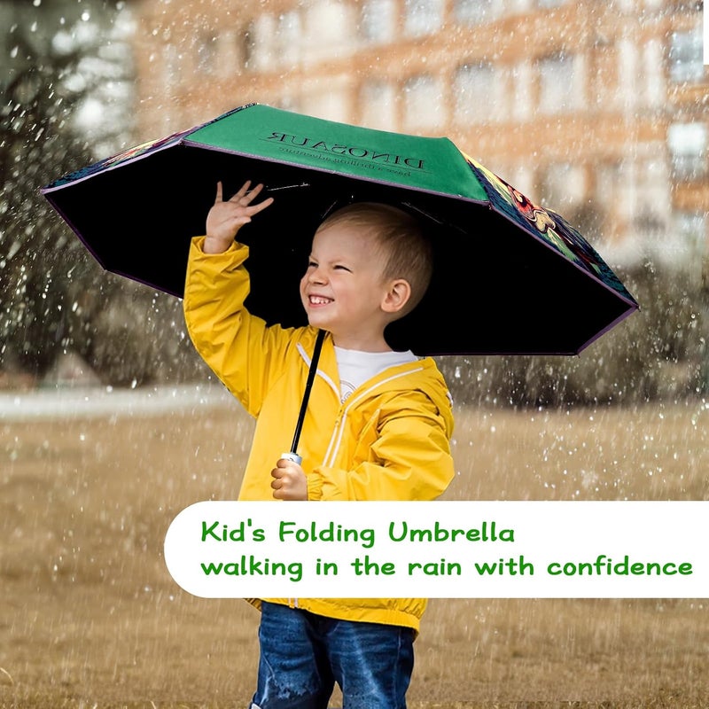 Decalsweet Kids Folding Umbrella Auto Open/Close Anti-rebound Safe Design UV Resistant Automatic Children Travel Umbrellas 8 Rib Reinforced Canopy 360° Reflective Strip Lightweight Cute Umbrella for Girls & Boys - Image 3